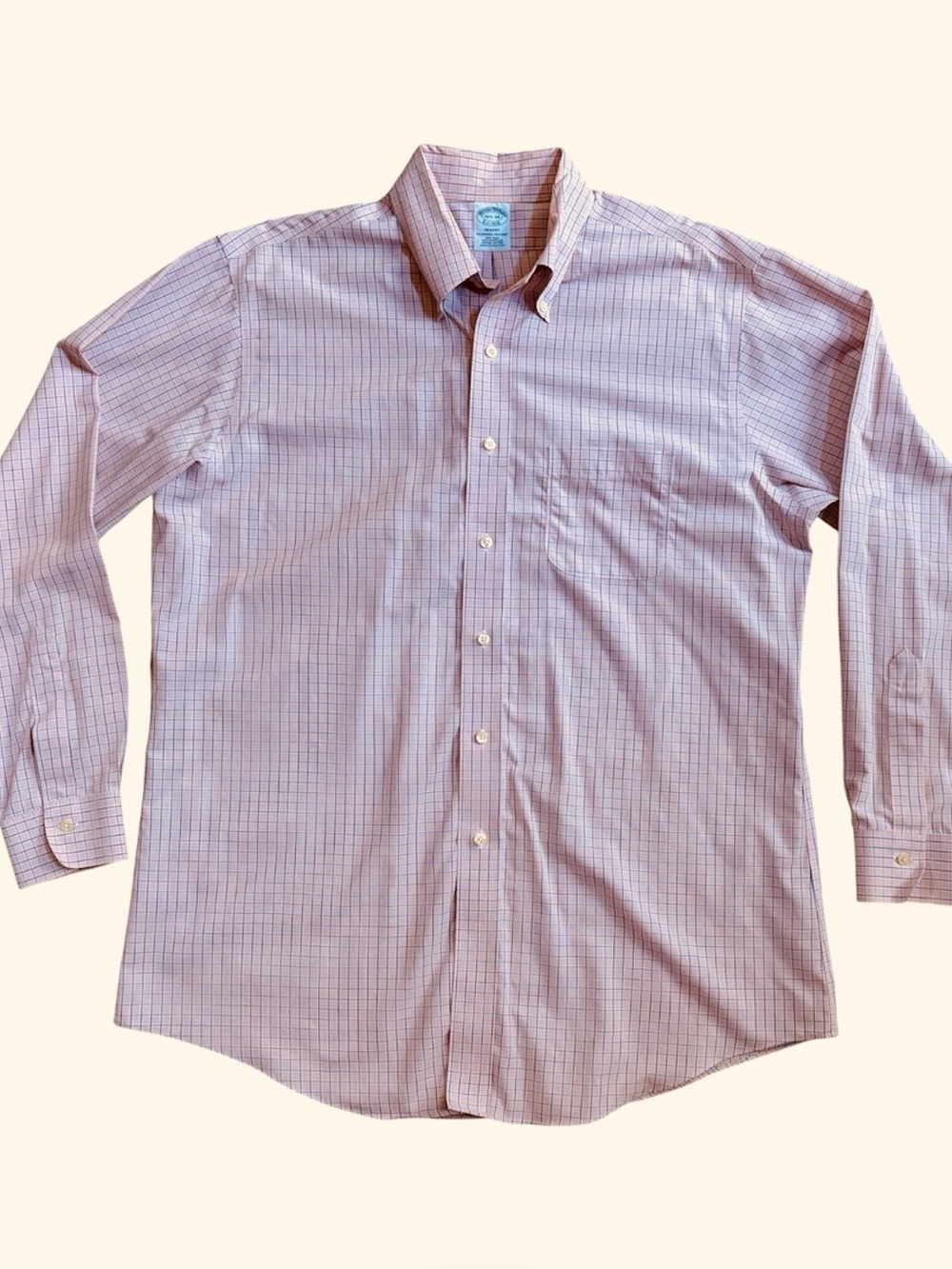 Brooks Brothers Regent Button Down Shirt Pink Check Long Sleeve Supima Cotton